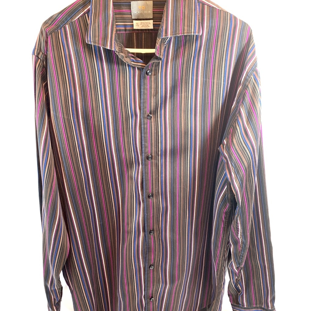 Thomas Dean Casual Dress Shirt Mens XXL M